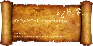Óvári Henrietta névjegykártya